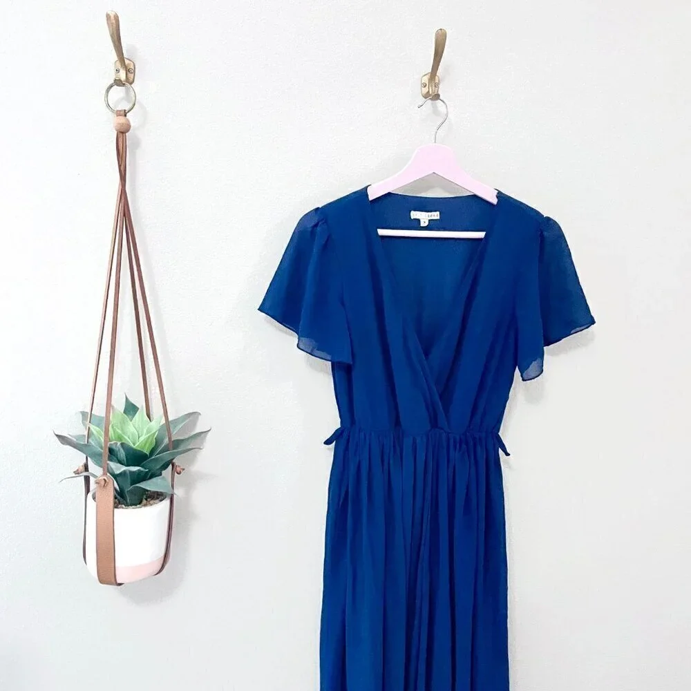 Baltic Born Kristina Cross Front Maxi Dress Navy Size S - Picture 3 of 9